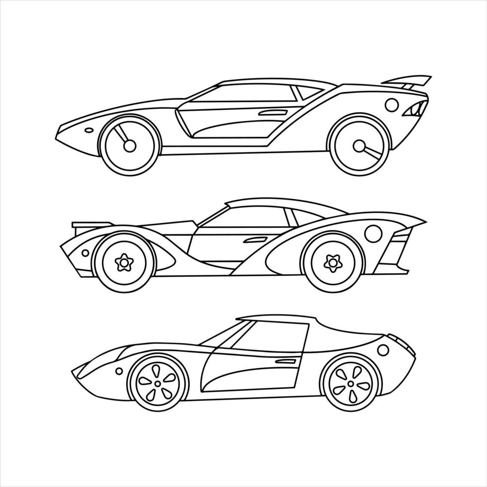 emblème d'icône de contour. définir la voiture de sport. illustration vectorielle vecteur