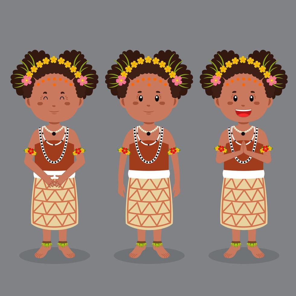 personnage de papouasie-nouvelle-guinée avec diverses expressions vecteur