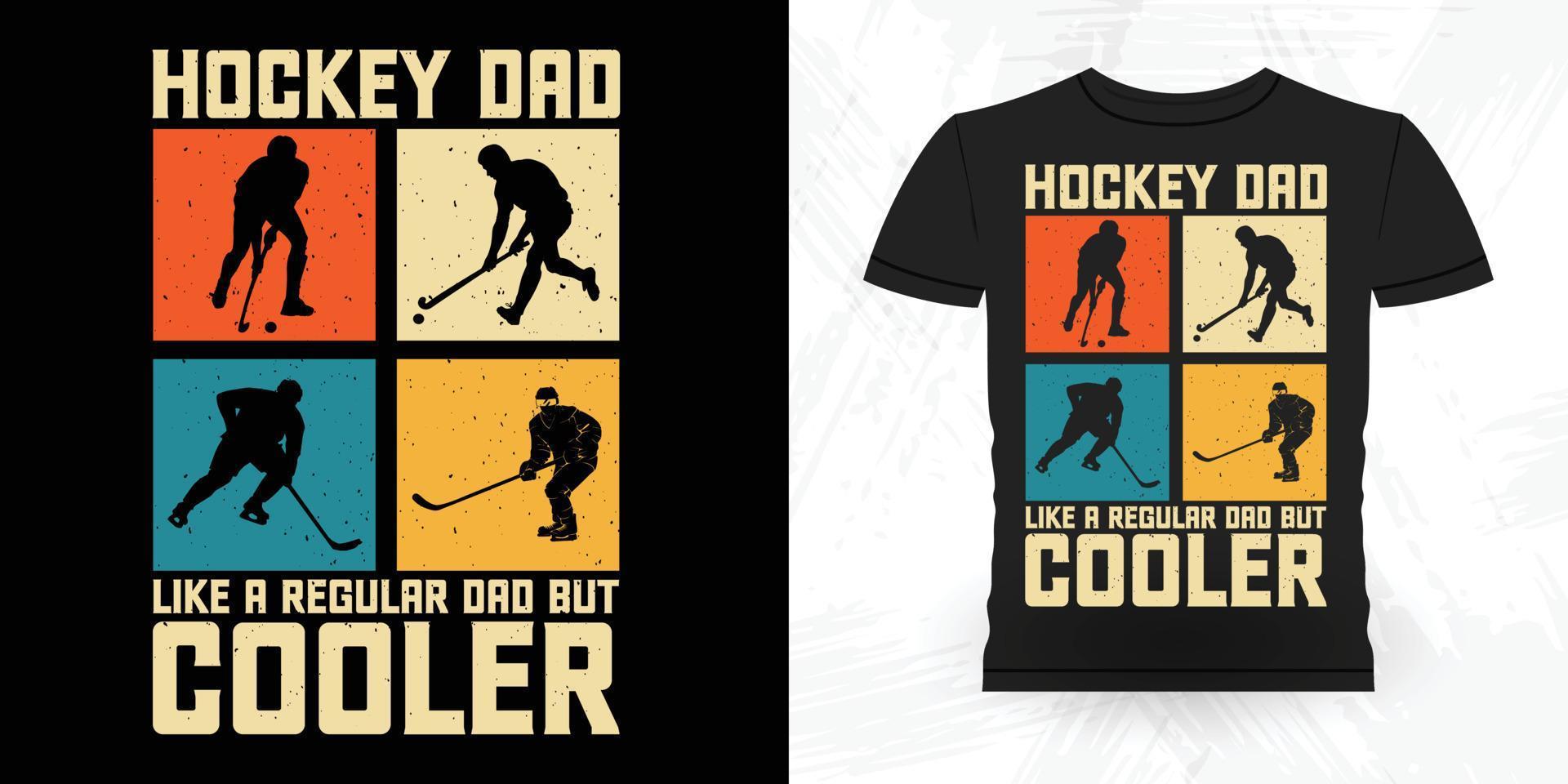 papa de hockey sports drôles joueur de hockey cadeau rétro vintage conception de t-shirt de hockey pour la fête des pères vecteur