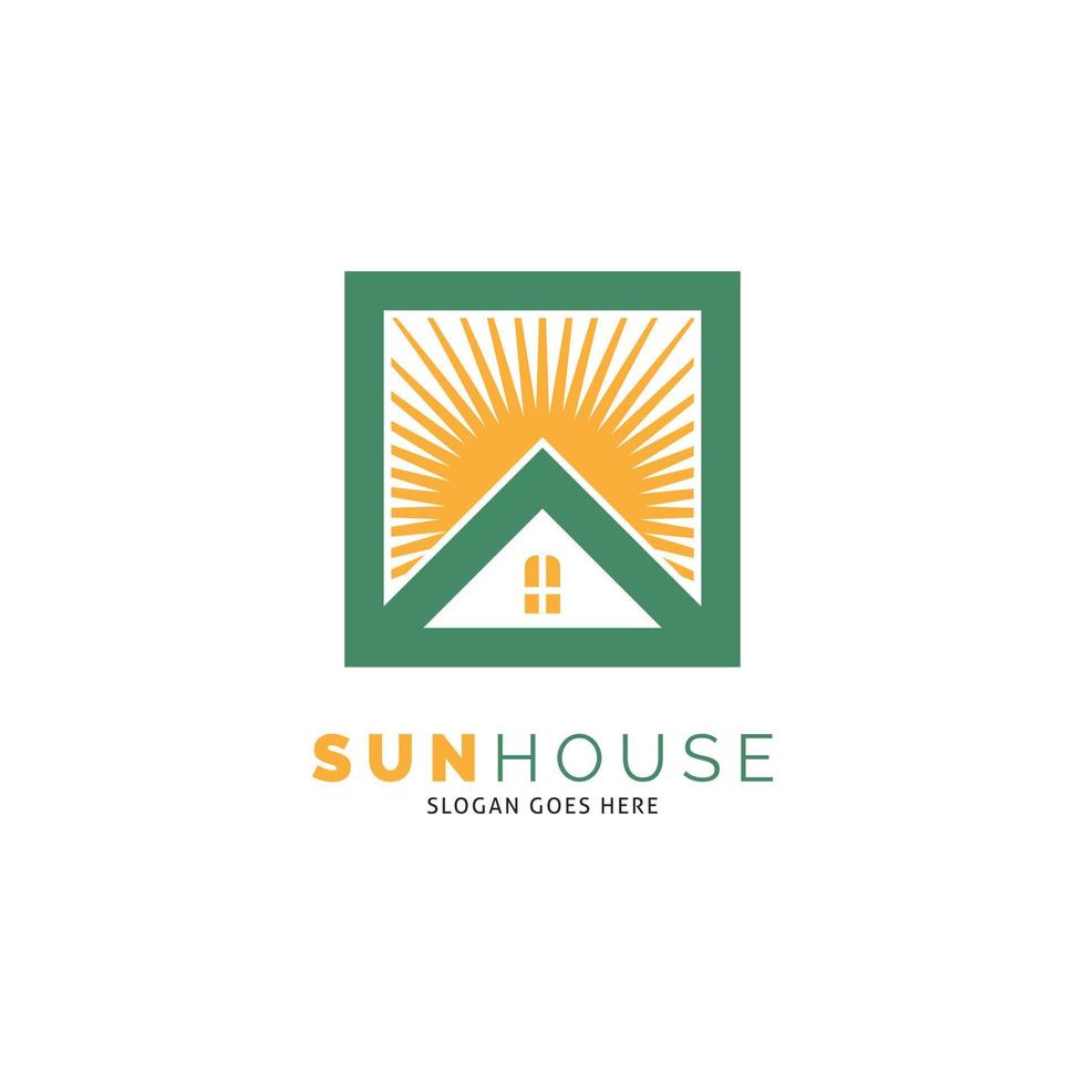 soleil maison icône vector logo modèle illustration design
