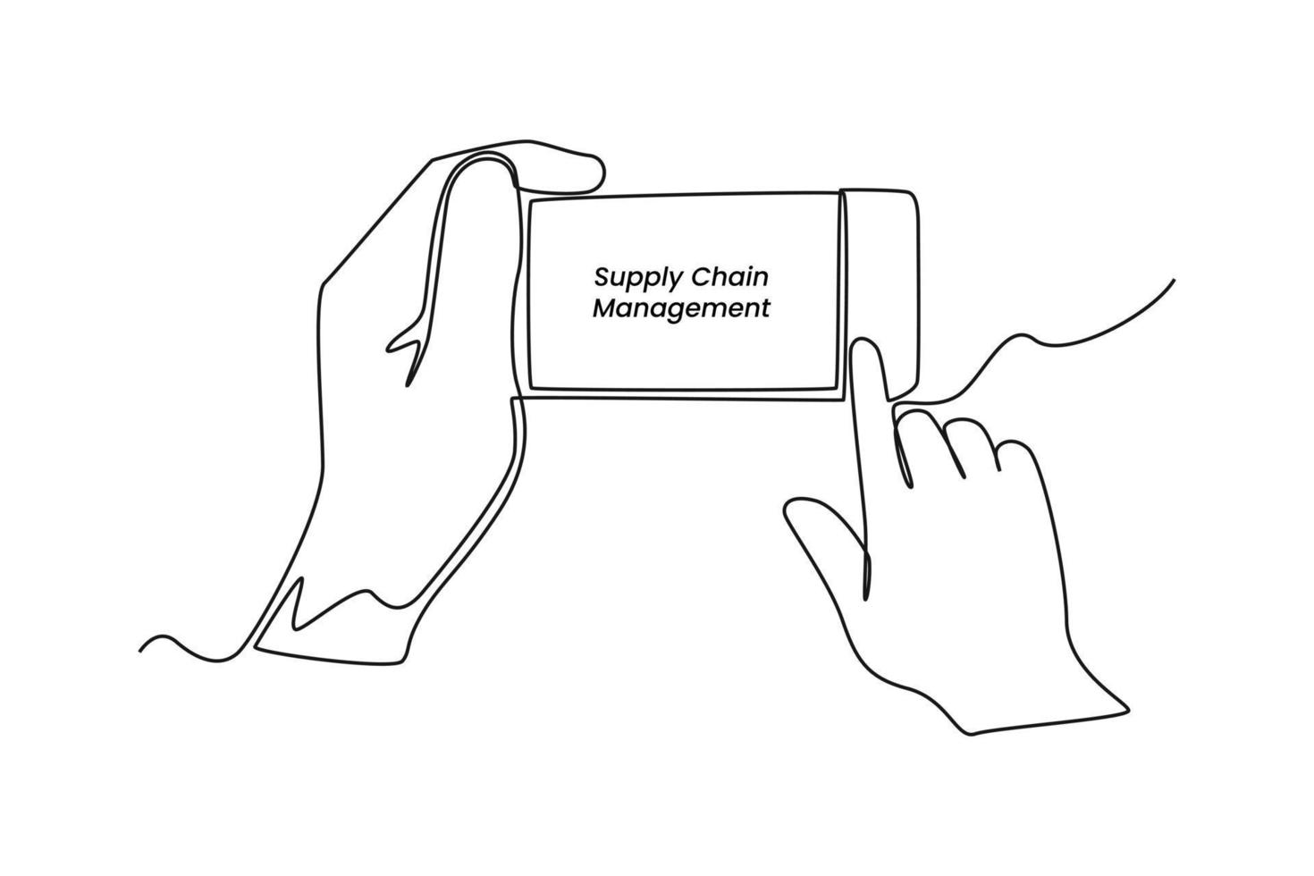 gestion de la chaîne d'approvisionnement en dessin d'une seule ligne sur l'écran du smartphone. concept de gestion de la chaîne d'approvisionnement. illustration vectorielle graphique de conception de dessin en ligne continue. vecteur