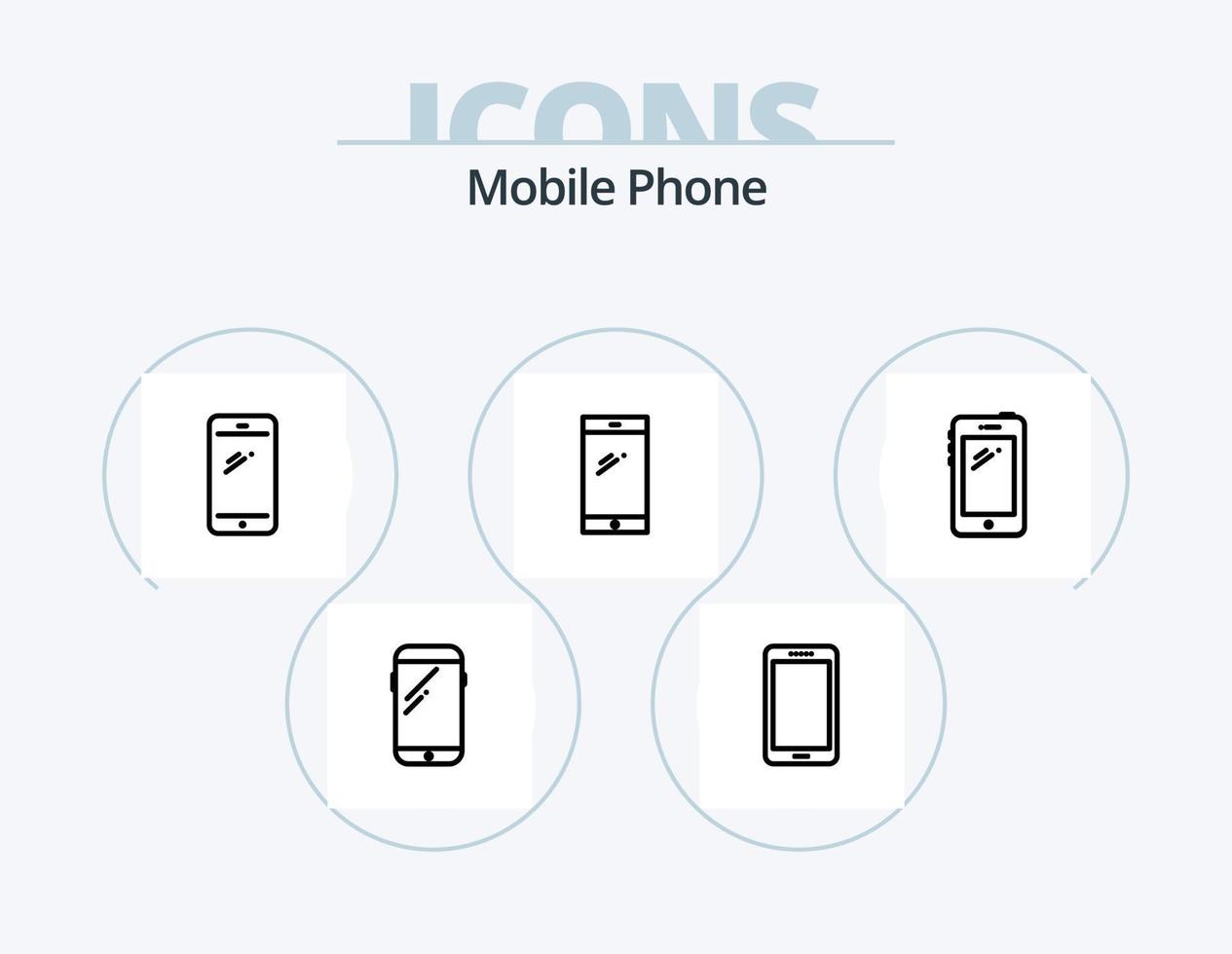 pack d'icônes de ligne de téléphone portable 5 conception d'icônes. . vecteur