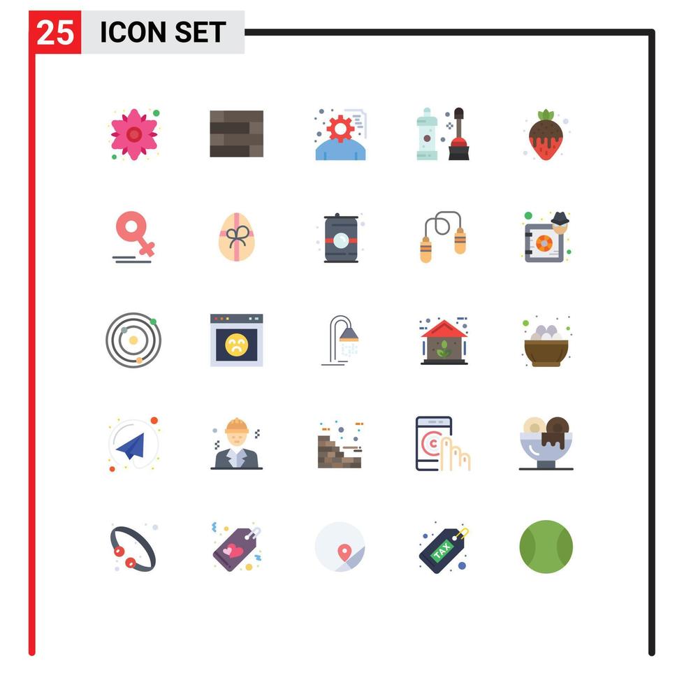 pack d'icônes vectorielles stock de 25 signes et symboles de ligne pour l'outil de planification de dessert aux fraises nettoyeur d'éléments de conception vectoriels modifiables vecteur