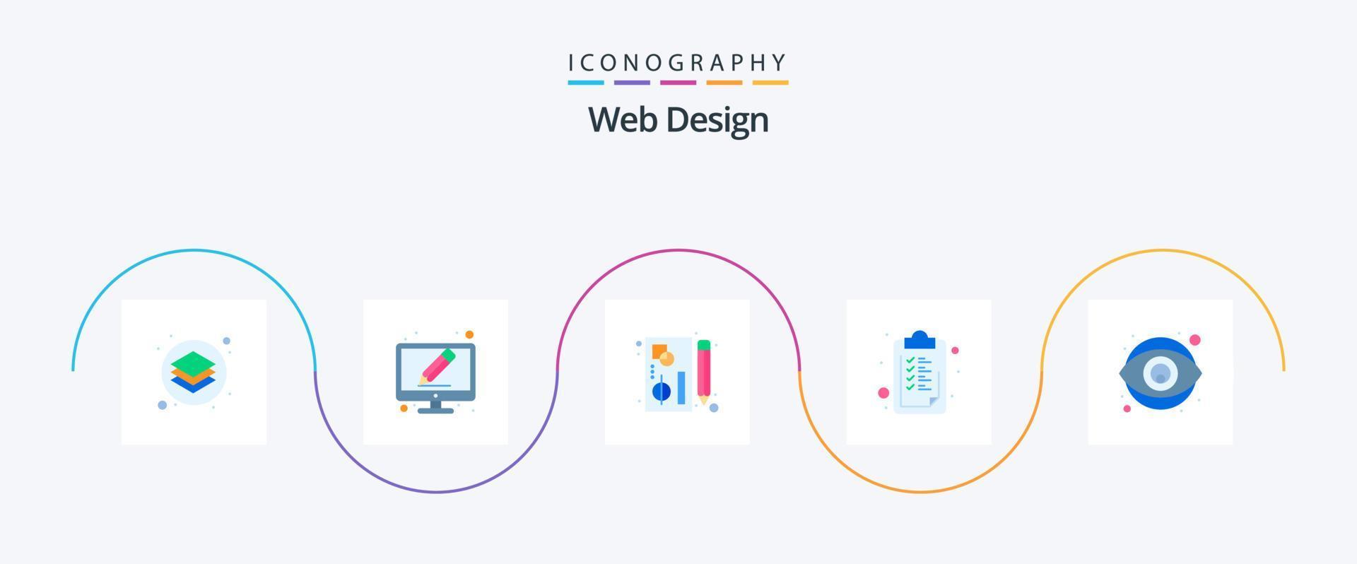 pack d'icônes plat 5 de conception Web, y compris la conception. d'accord. outils d'édition. liste. outils vecteur