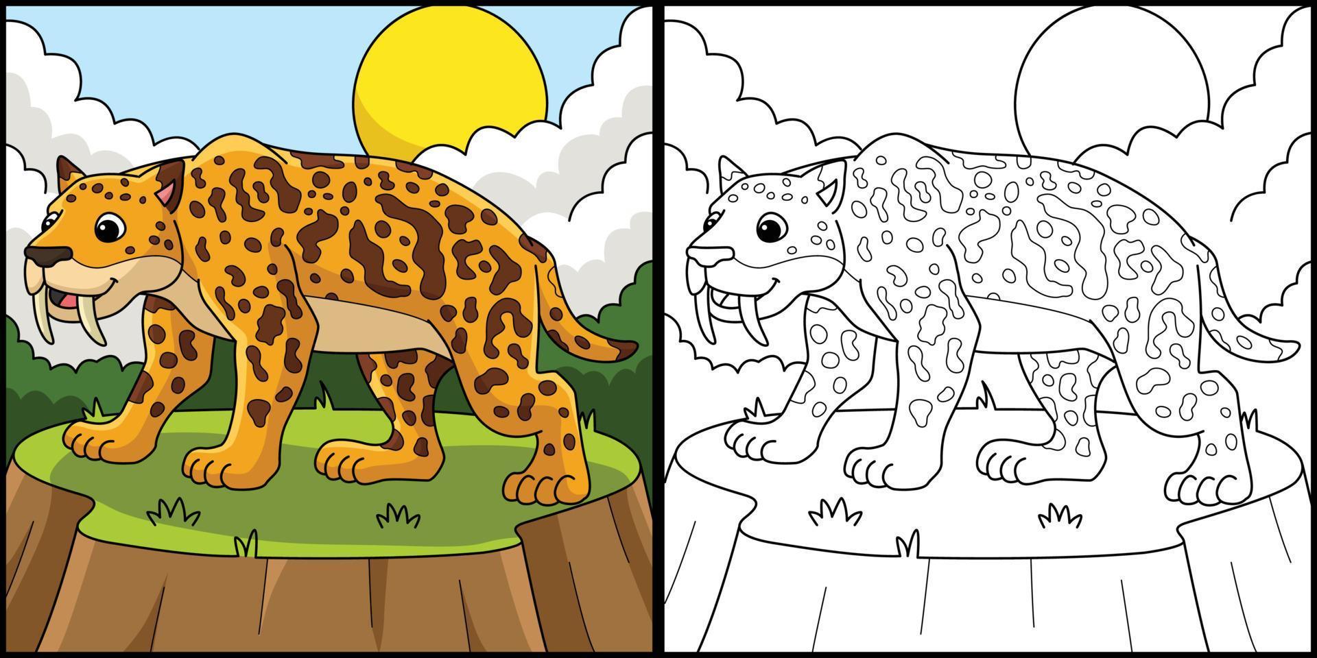 smilodon animal coloriage illustration colorée vecteur