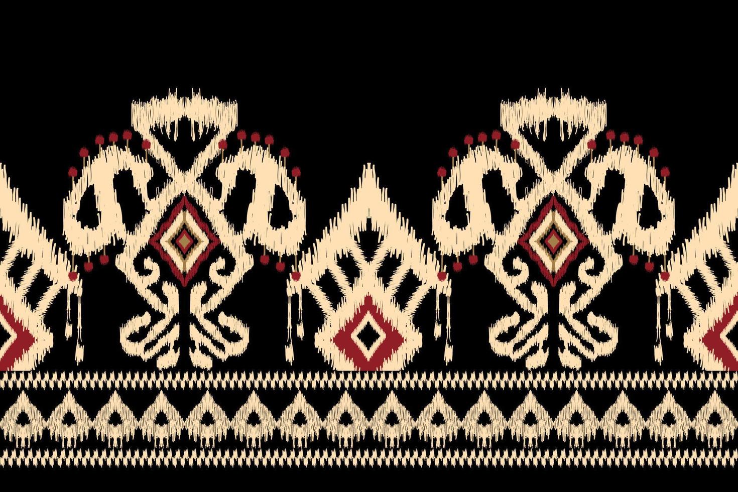 broderie cachemire florale ikat sur fond noir.motif oriental ethnique géométrique style traditionnel.aztèque illustration vectorielle abstraite.design pour la texture, le tissu, les vêtements, l'emballage, la décoration, le sarong. vecteur