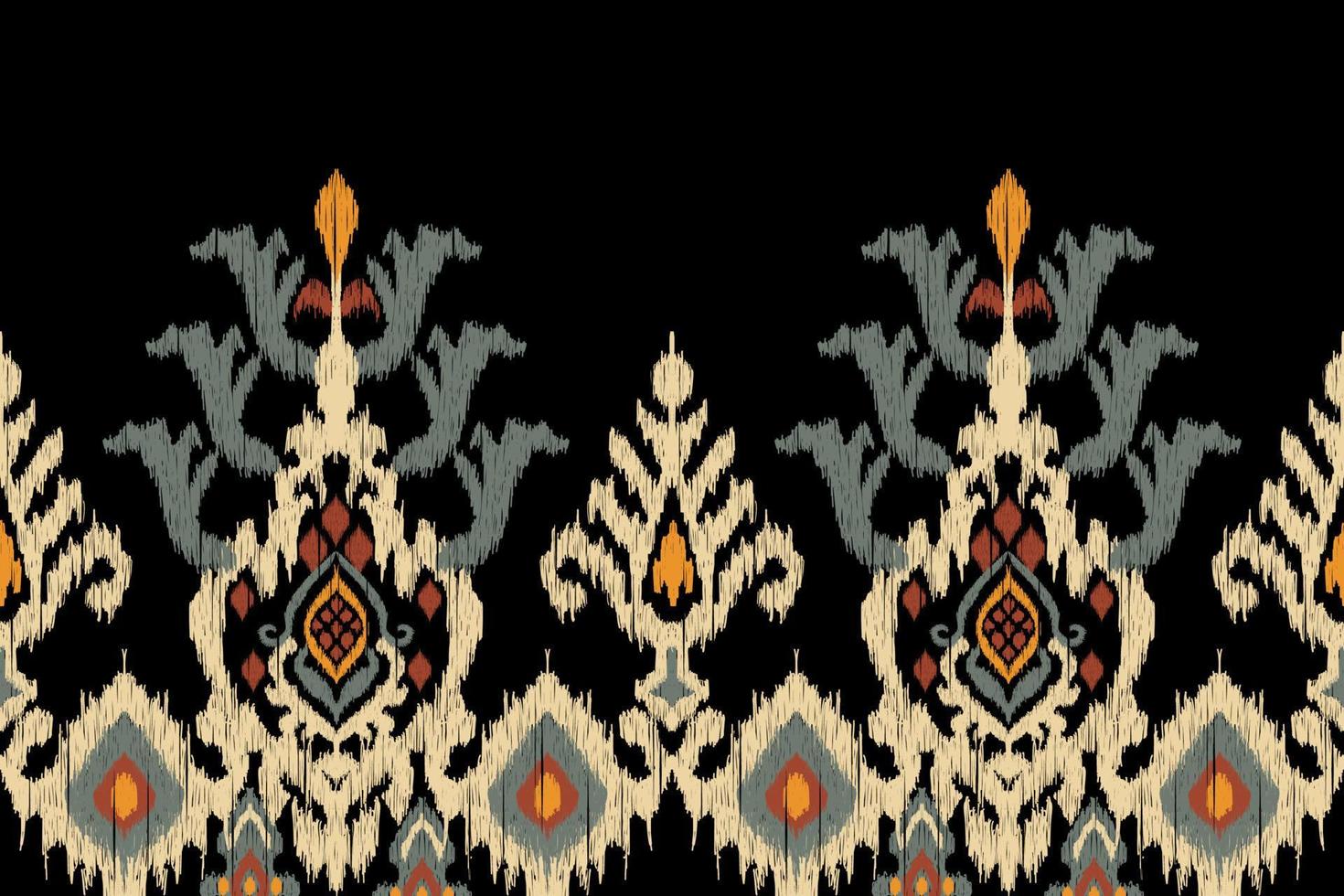 broderie cachemire florale ikat sur fond noir.motif oriental ethnique géométrique style traditionnel.aztèque illustration vectorielle abstraite.design pour la texture, le tissu, les vêtements, l'emballage, la décoration, le sarong. vecteur