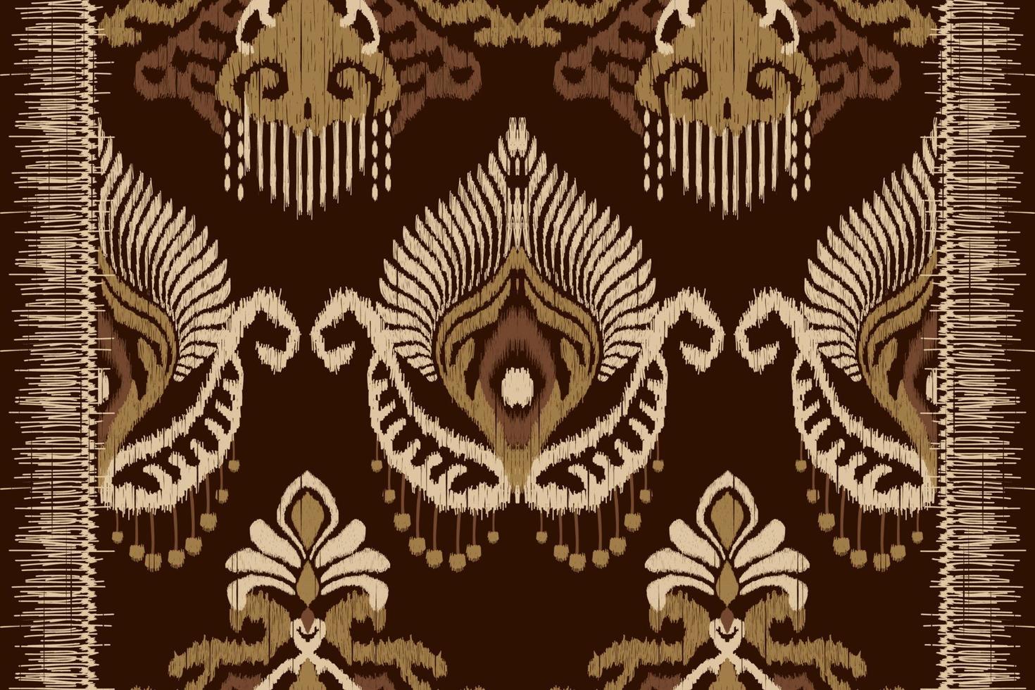 broderie paisley ikat africaine sur fond marron.motif géométrique oriental ethnique traditionnel.vecteur abstrait de style aztèque.design pour la texture, le tissu, les vêtements, l'emballage, la décoration, le tapis. vecteur