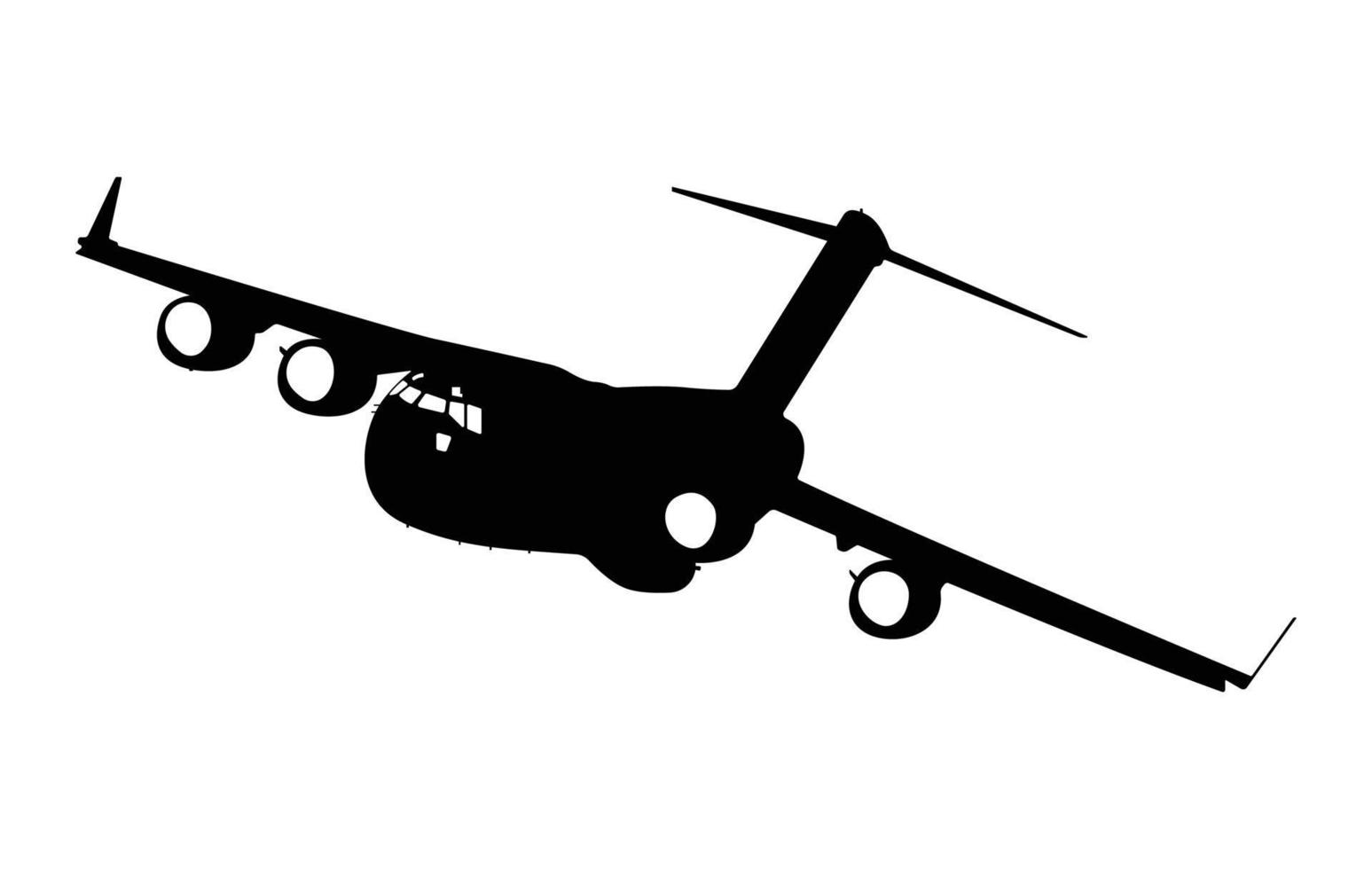 avion de transport militaire, silhouette d'avion de transport, avion à réaction cargo de l'armée vecteur