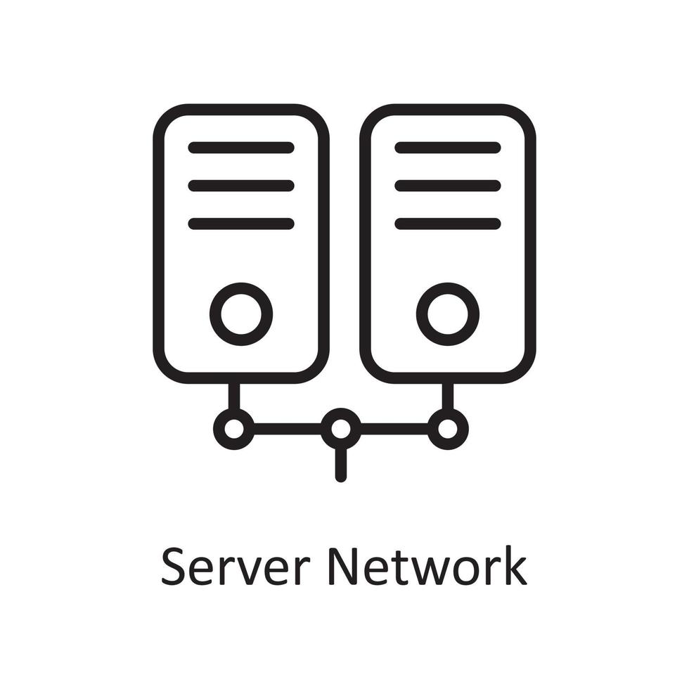 illustration de conception d'icône de contour de réseau de serveur. symbole d'hébergement web et de services cloud sur fond blanc fichier eps 10 vecteur