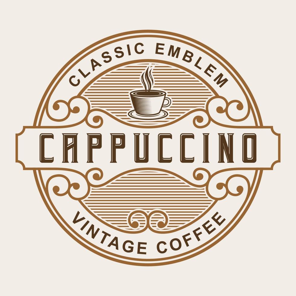 café vintage tasse logo modèle insigne étiquette illustration vecteur conception