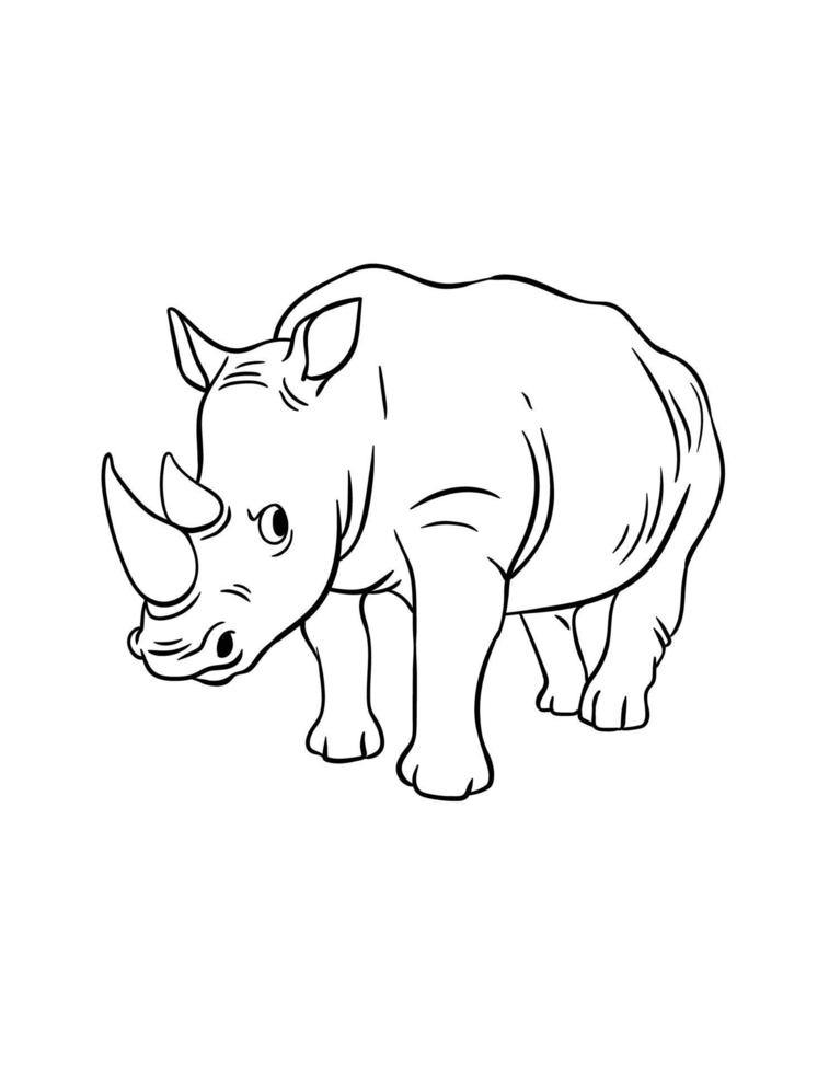 rhinocéros isolé coloriage pour les enfants vecteur