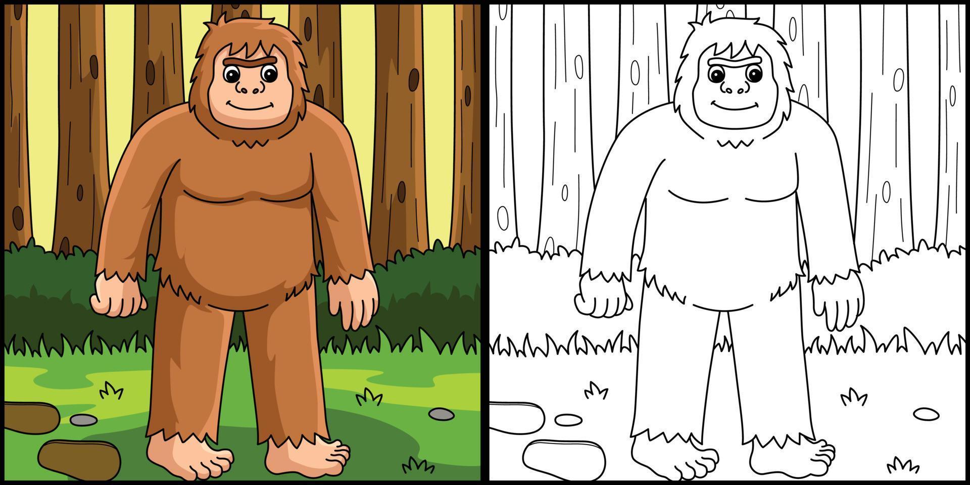 coloriage animal bigfoot illustration colorée vecteur