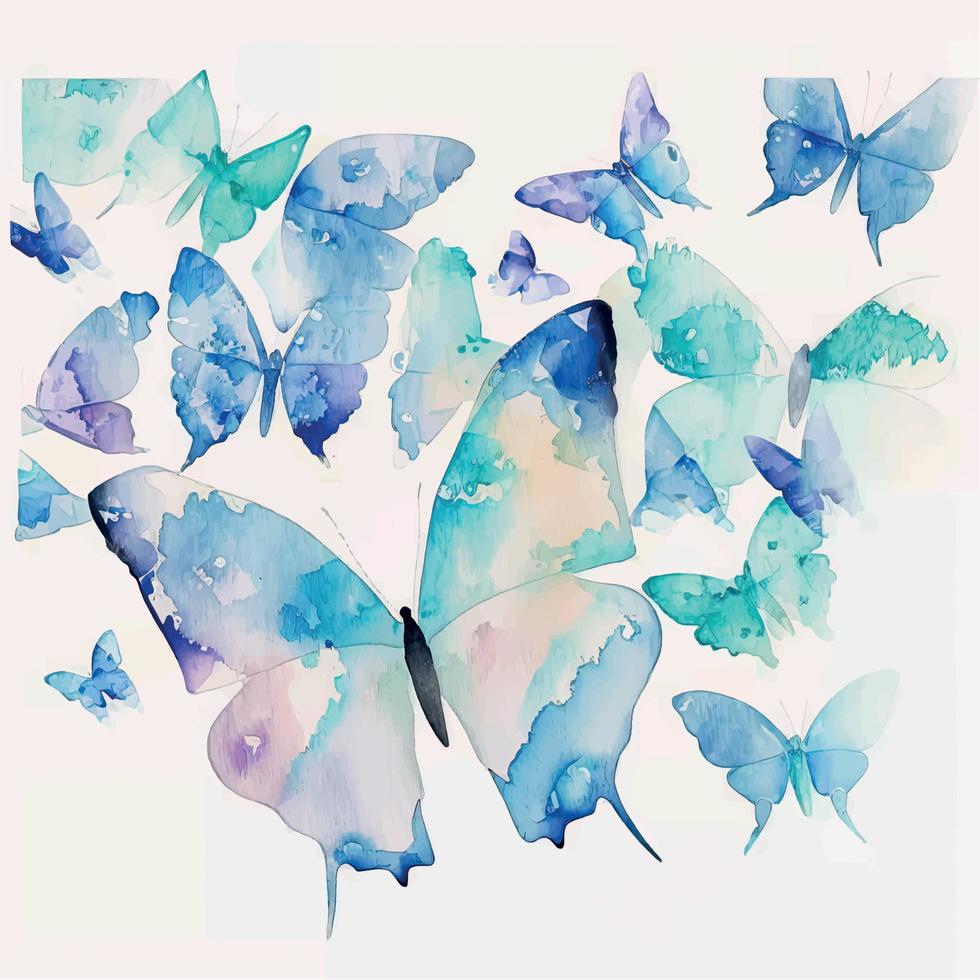 papillons aquarelles dessinés à la main vecteur