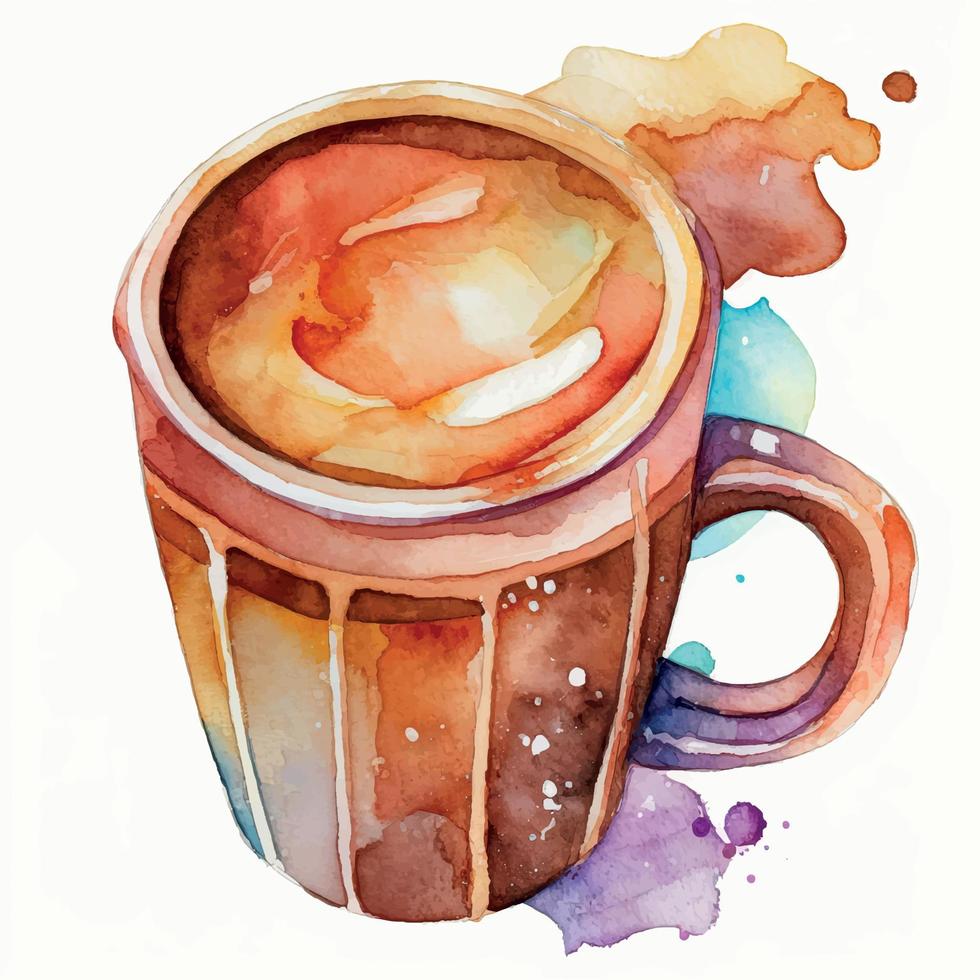 tasse à café aquarelle dessinée à la main vecteur