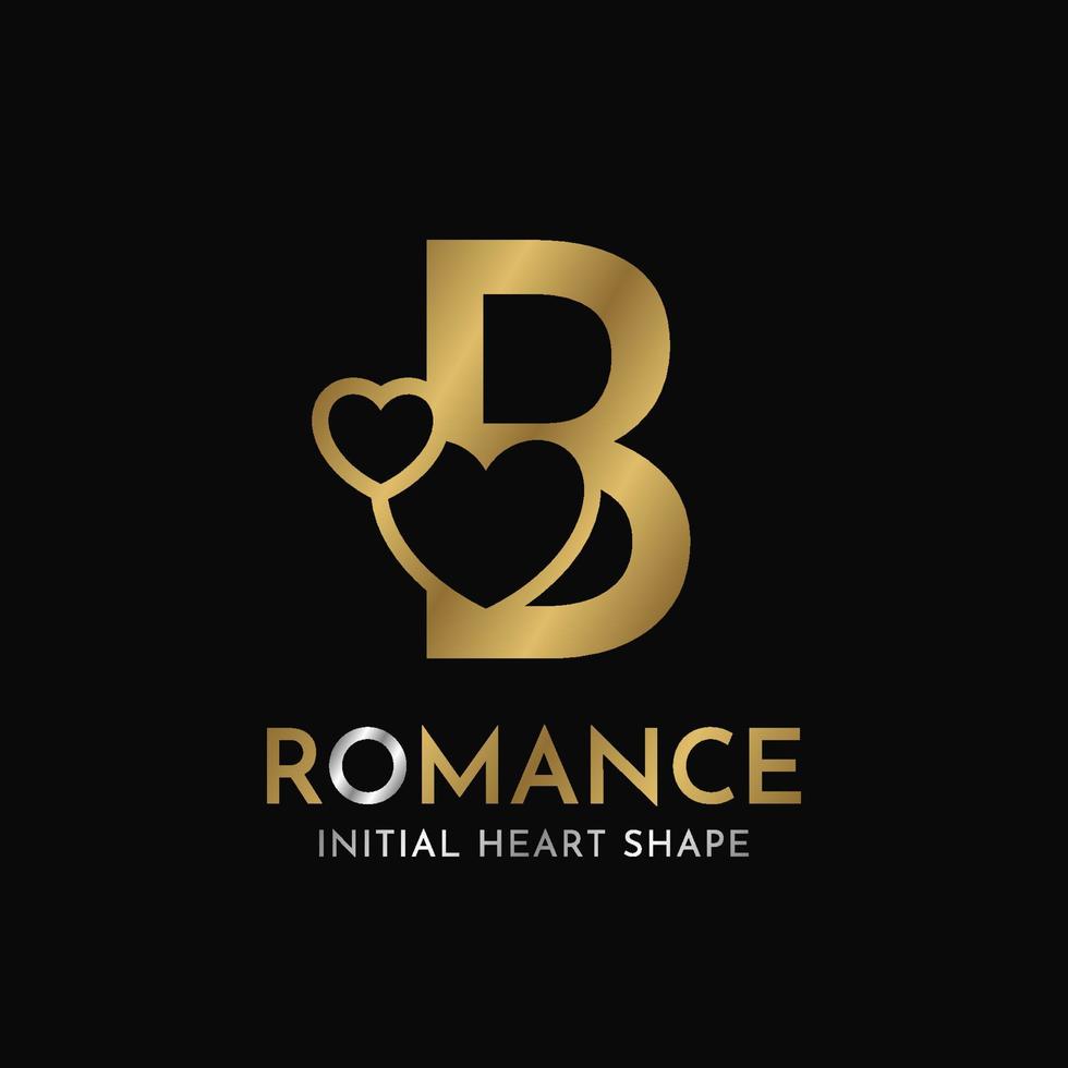 lettre royale b avec création de logo vectoriel initial en forme de coeur