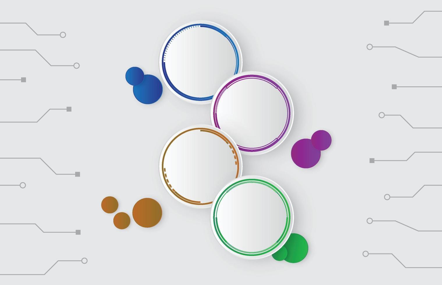 modèle d'infographie du sujet du cercle avec schéma moderne de ligne électronique de circuit, vecteur d'infographie de présentation