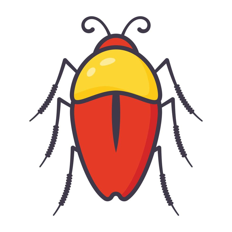 insecte blattodea, icône de dessin animé plat de cafard vecteur