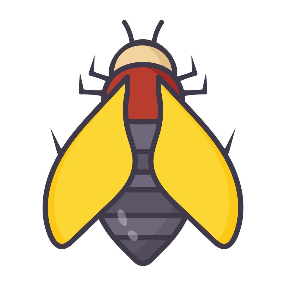 insecte de morsure volante, icône diptera de style plat vecteur
