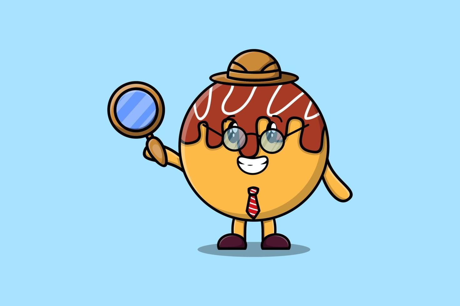 personnage de dessin animé mignon détective takoyaki vecteur
