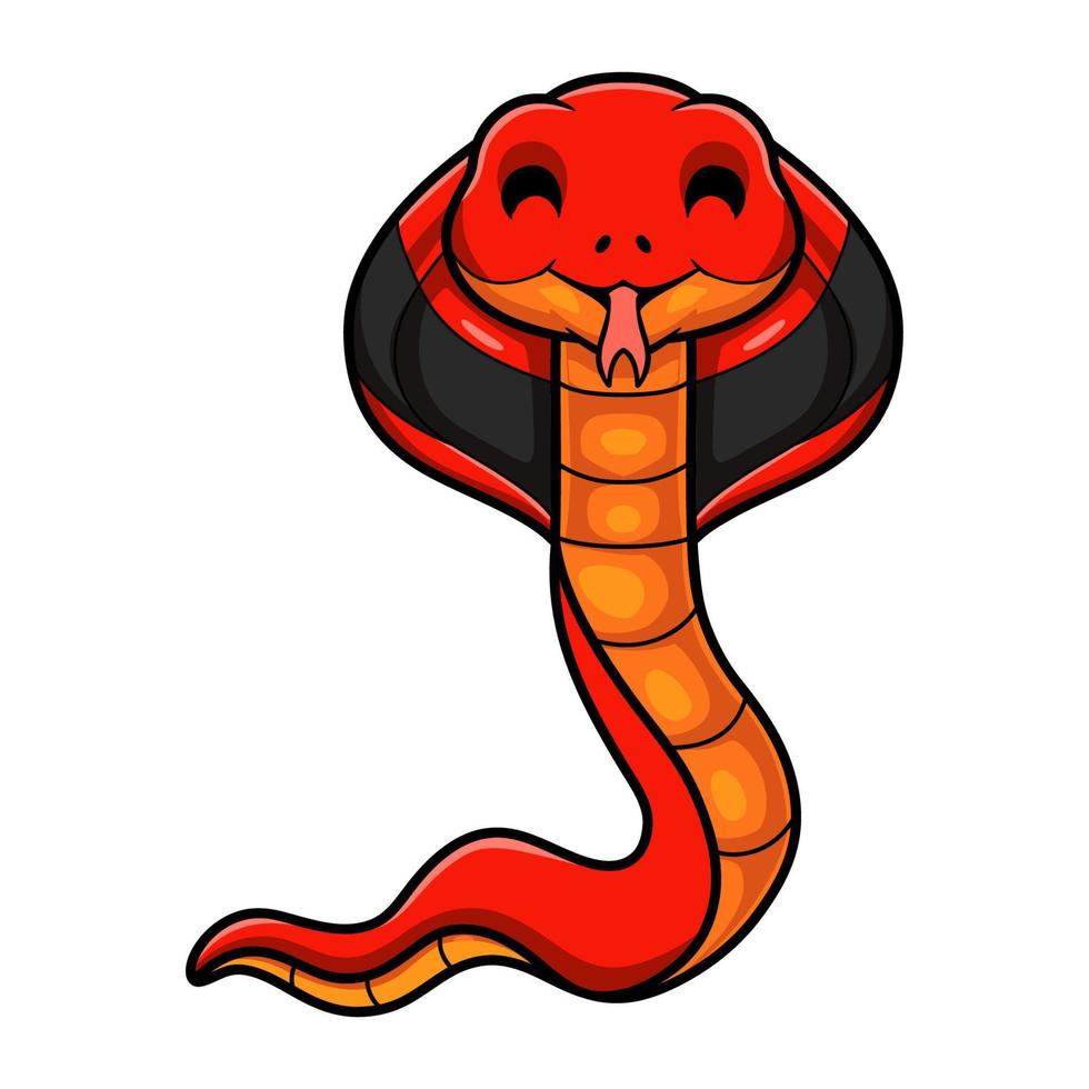 dessin animé mignon cobra cracheur rouge vecteur