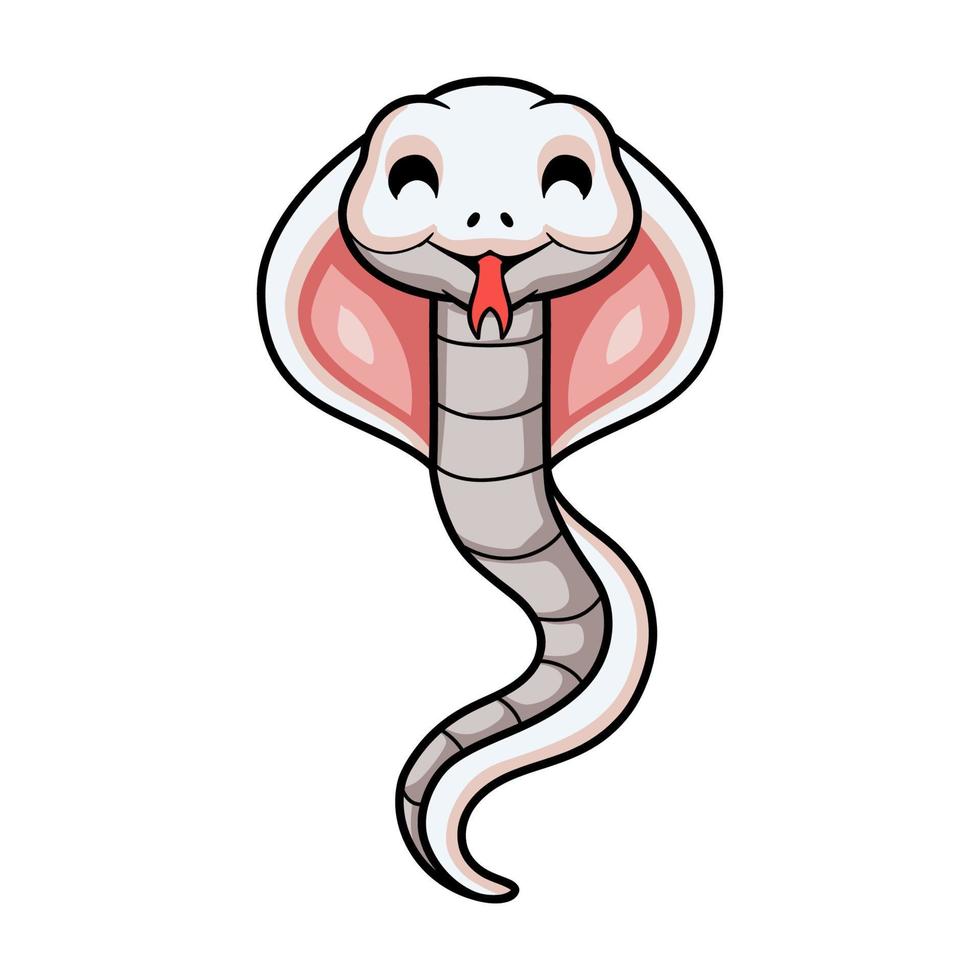 dessin animé mignon serpent cobra leucistique vecteur