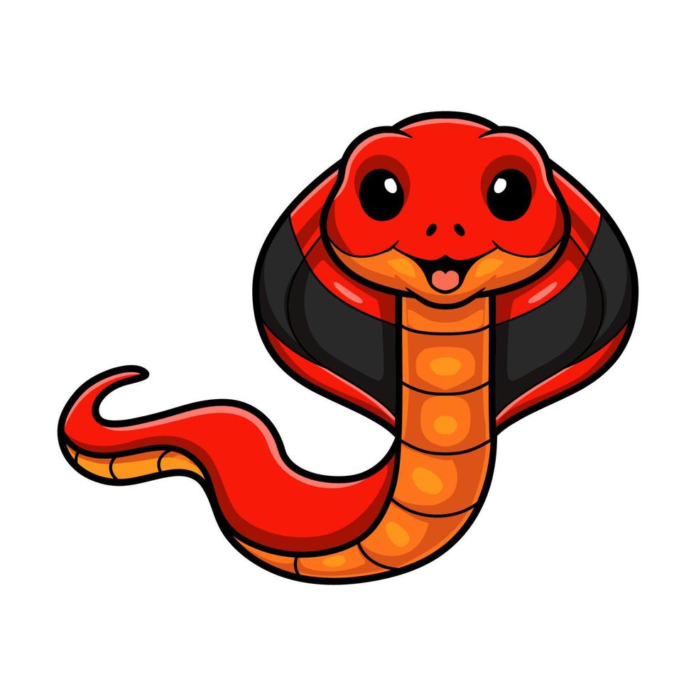 dessin animé mignon cobra cracheur rouge vecteur