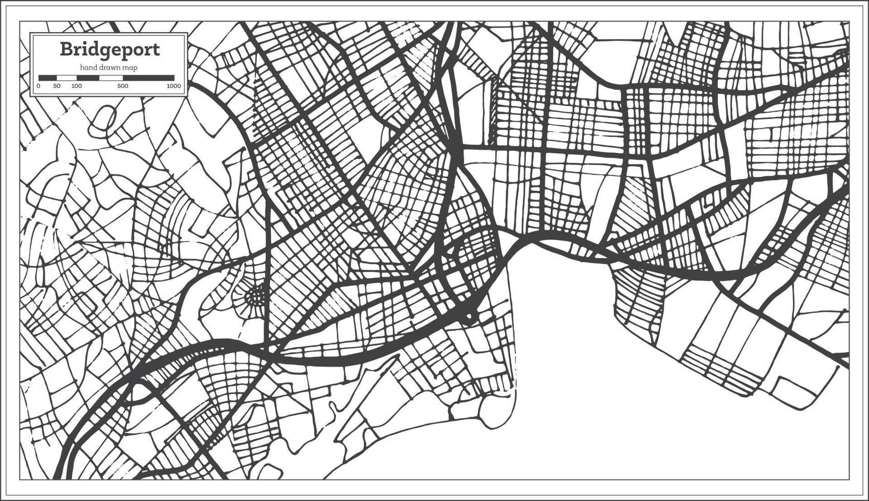 carte de la ville de bridgeport usa dans un style rétro. carte muette. vecteur