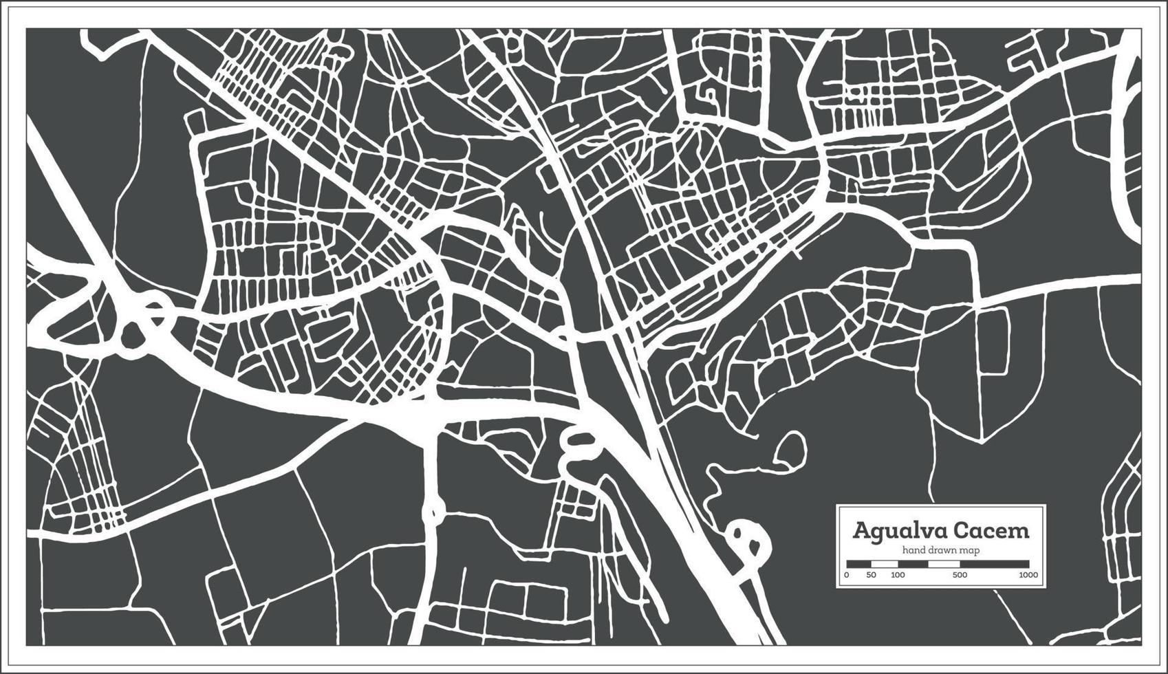 plan de la ville d'agualva cacem portugal dans un style rétro. vecteur