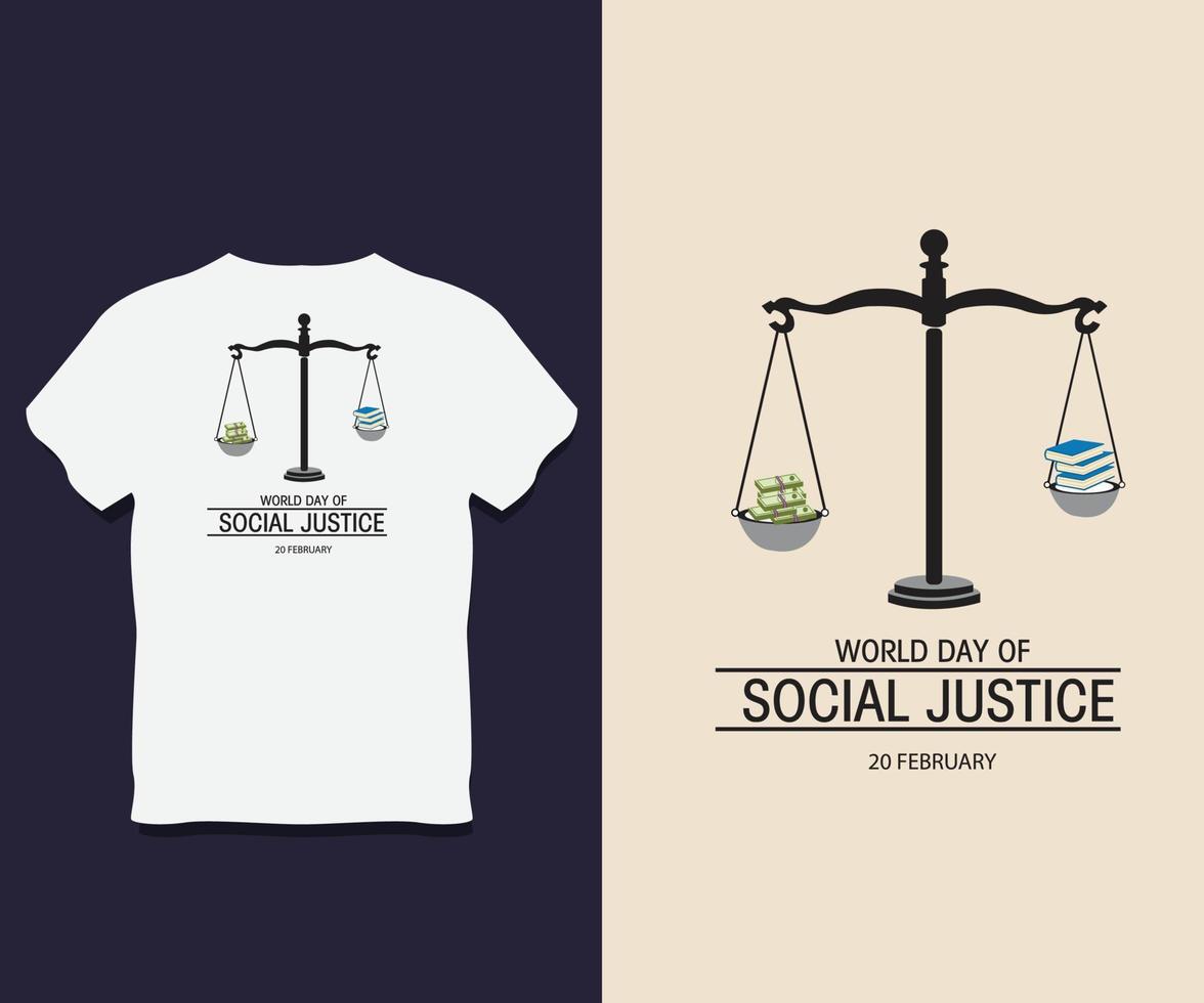 conception de t shirt typographie journée mondiale de la justice sociale vecteur