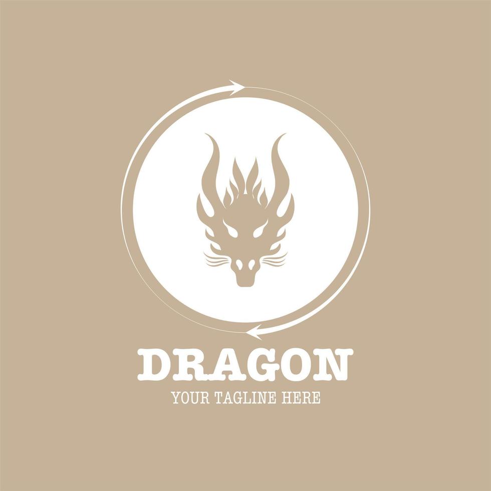 modèle de conception de logo, avec icône tête de dragon en cercle, bouclier vecteur