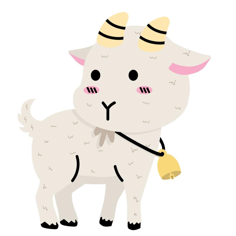 animal de vecteur plat de chèvre de dessin animé