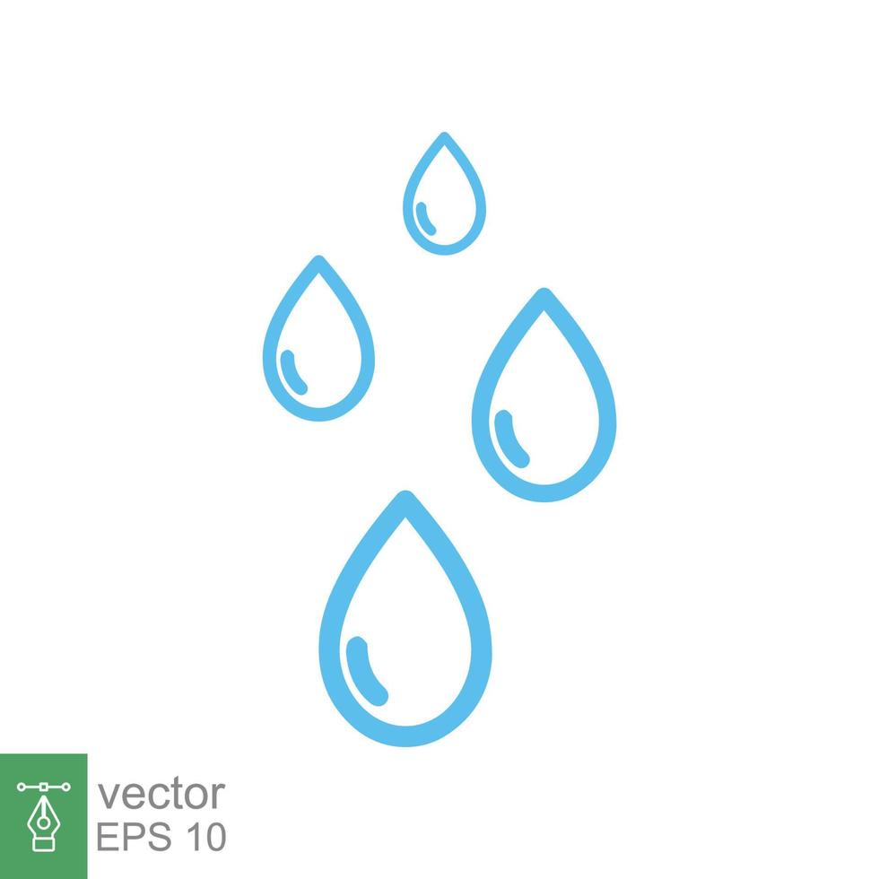 icône de gouttes d'eau. style de contour simple. goutte de pluie, flaque d'eau, liquide bleu, concept nature. symbole de la ligne. conception d'illustration vectorielle isolée sur fond blanc. ep 10. vecteur