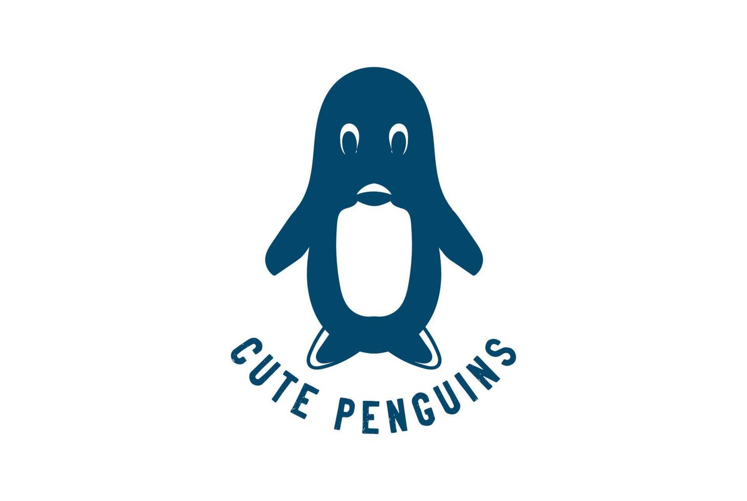 création de logo de dessin animé de personnage de mascotte de poupée de pingouins mignons simples et drôles vecteur