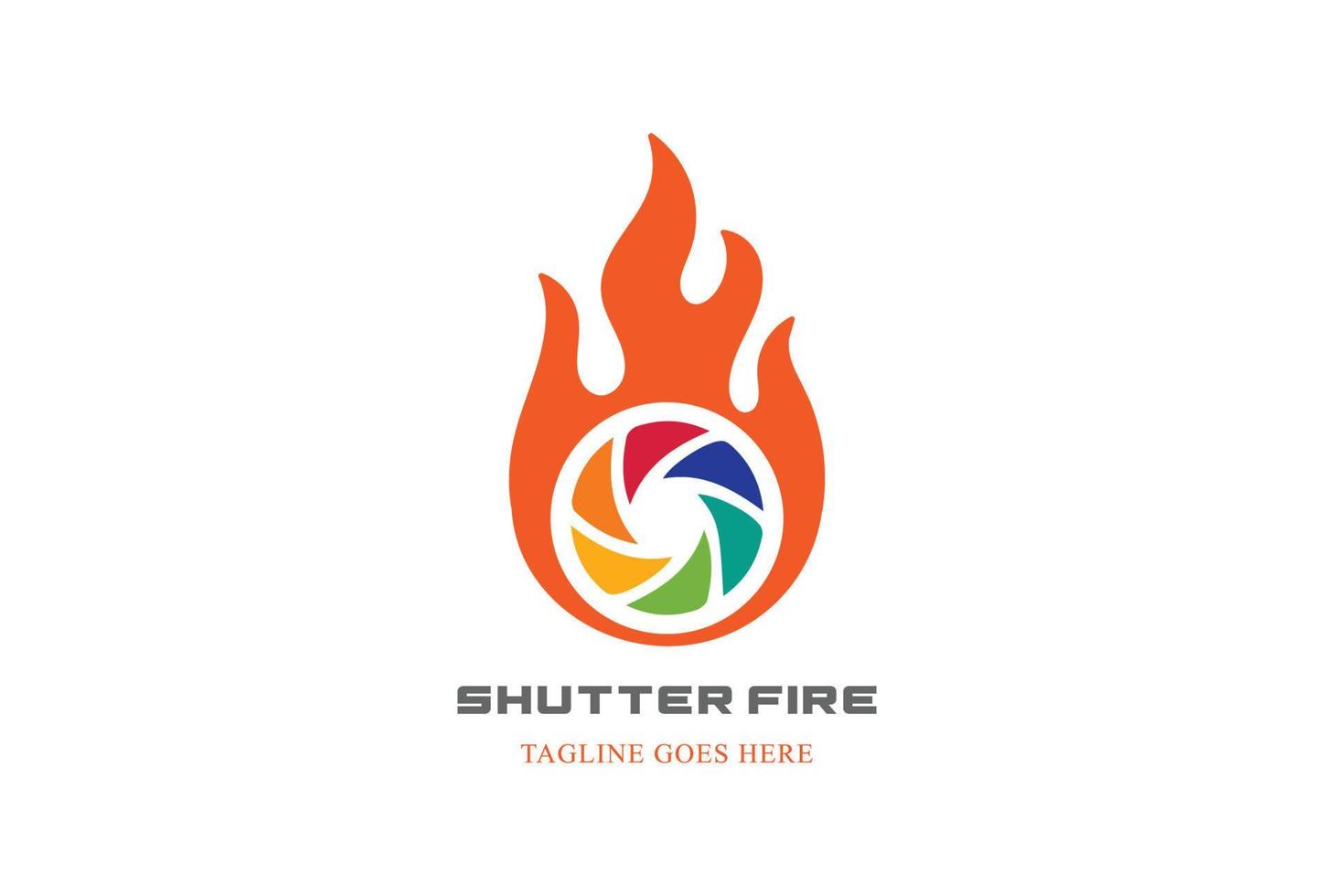 brûler feu flamme obturateur lentille ouverture caméra photographie logo design vecteur