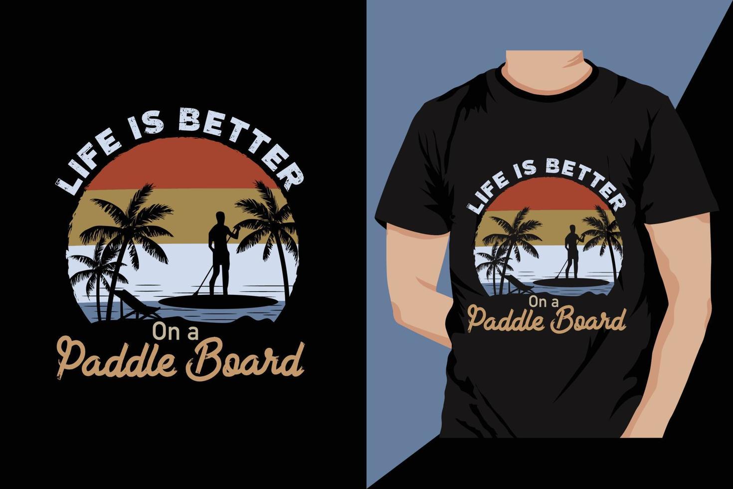 paddle board vintage rétro couleur vecteur eps t shirt design