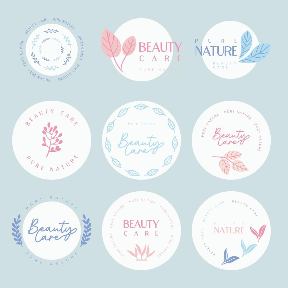collection de beauté et de cosmétiques, logo de bien-être, icône, étiquettes et badges pour la conception graphique et web, promotions de produits. vecteur