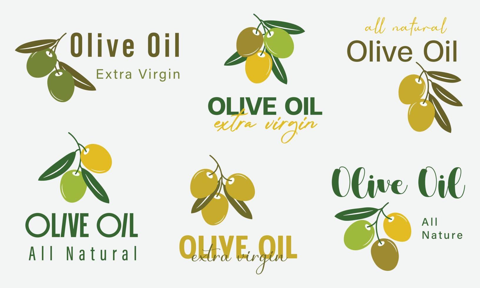 produits biologiques et naturels pour l'enseigne, les étiquettes, les autocollants, les badges et le logo de l'huile d'olive. vecteur