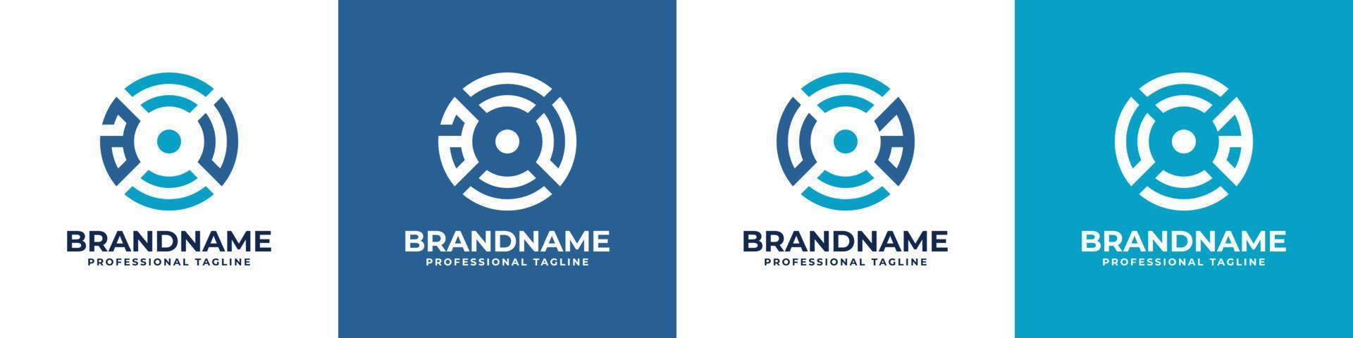 logo monogramme de technologie globale lettre au ou ua, adapté à toute entreprise avec des initiales au ou ua. vecteur