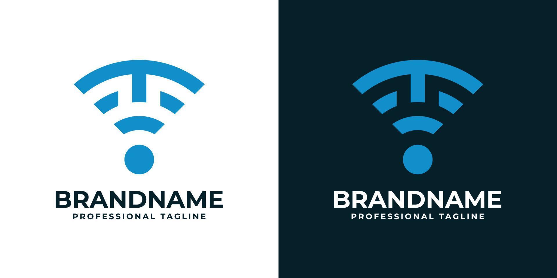 logo wifi lettre t, adapté à toute entreprise liée au signal, au wifi, au son ou autre avec les initiales t. vecteur