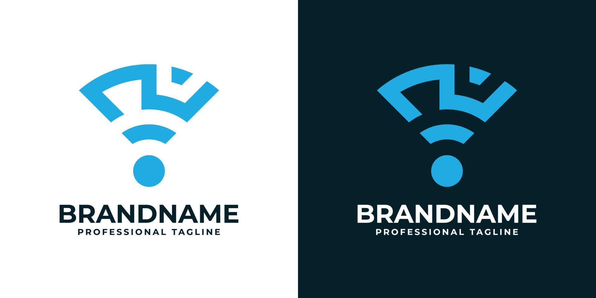 logo wifi lettre n, adapté à toute entreprise liée au signal, wifi, son ou autre avec n initiales. vecteur