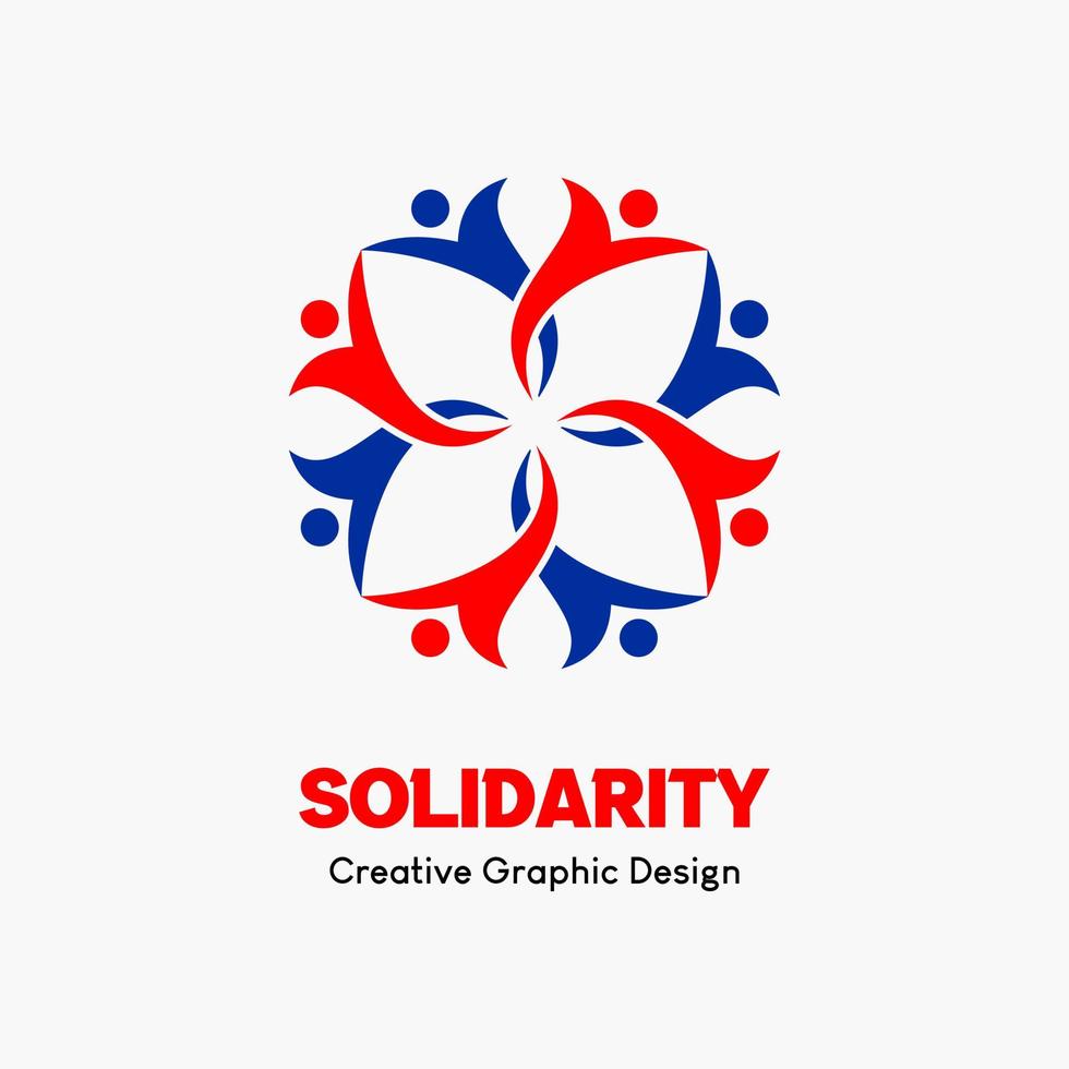 logo vectoriel pour la solidarité ou le groupe. icône de personne en rotation sous la forme d'une fleur. modèle de logo abstrait créatif en forme de fleur