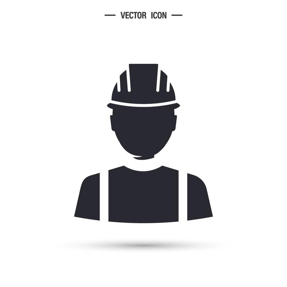 travailleur casqué. ouvrier du bâtiment, entrepreneur ou ingénieur. illustration vectorielle modifiable isolée vecteur