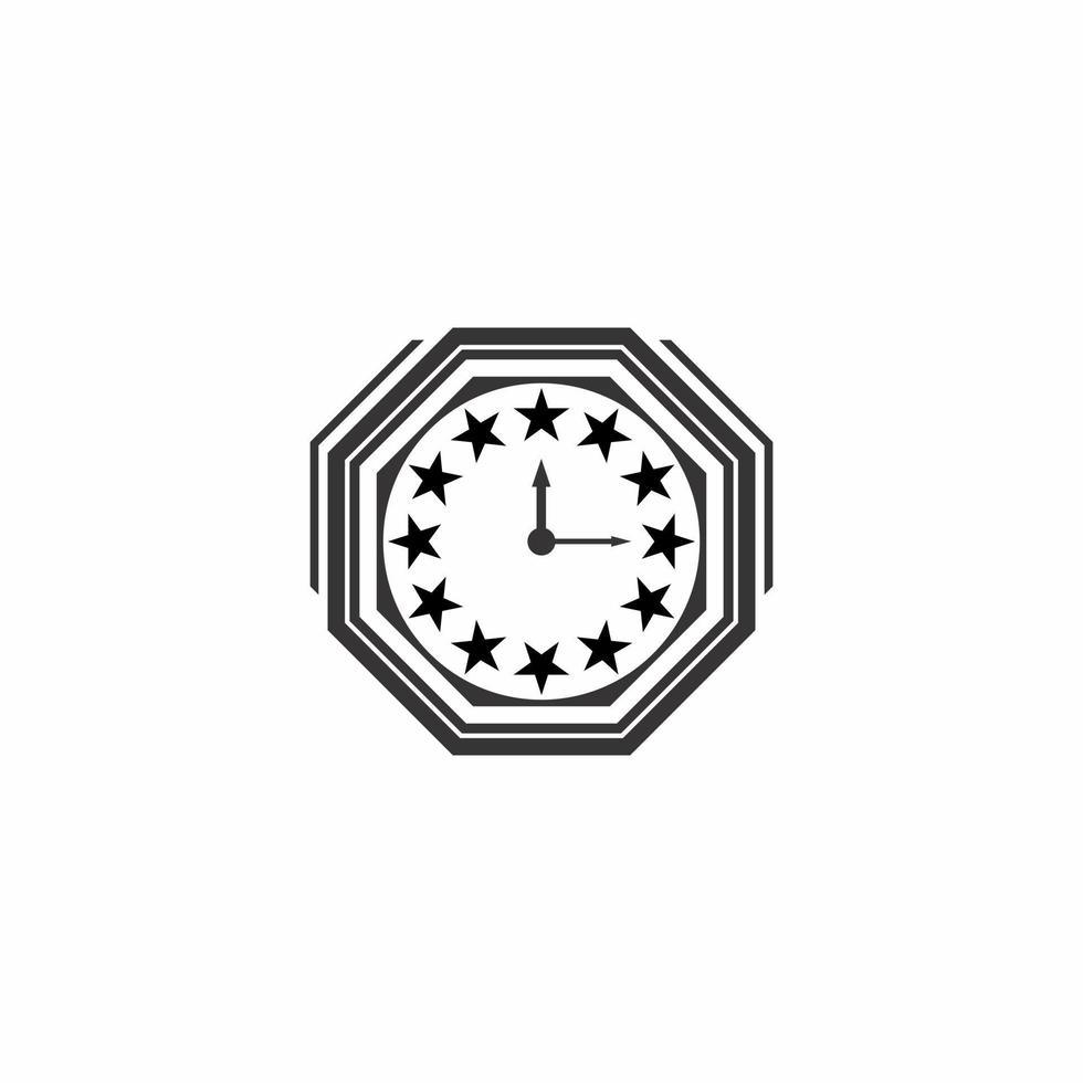 logo d'illustration d'horloge en couleur noire vecteur