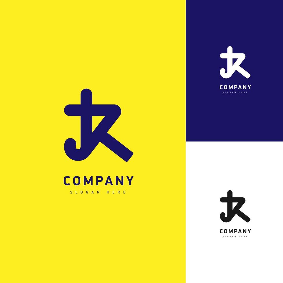 logo de lettre r avec style amusant de marque de curseur de couleur bleu jaune vecteur