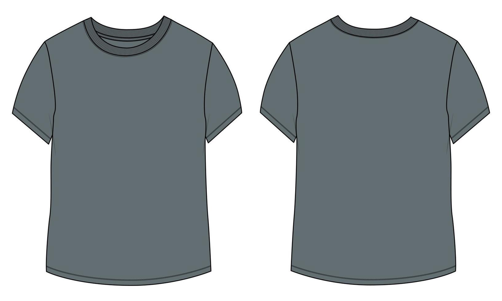 t-shirt à manches longues avec modèle d'illustration vectorielle de croquis plat de mode technique vues avant et arrière. vecteur