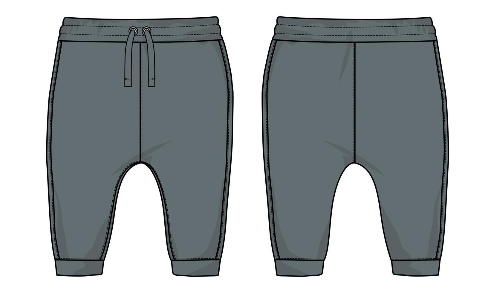 modèle d'illustration vectorielle de croquis plat de mode technique de pantalons de survêtement pour les enfants vecteur