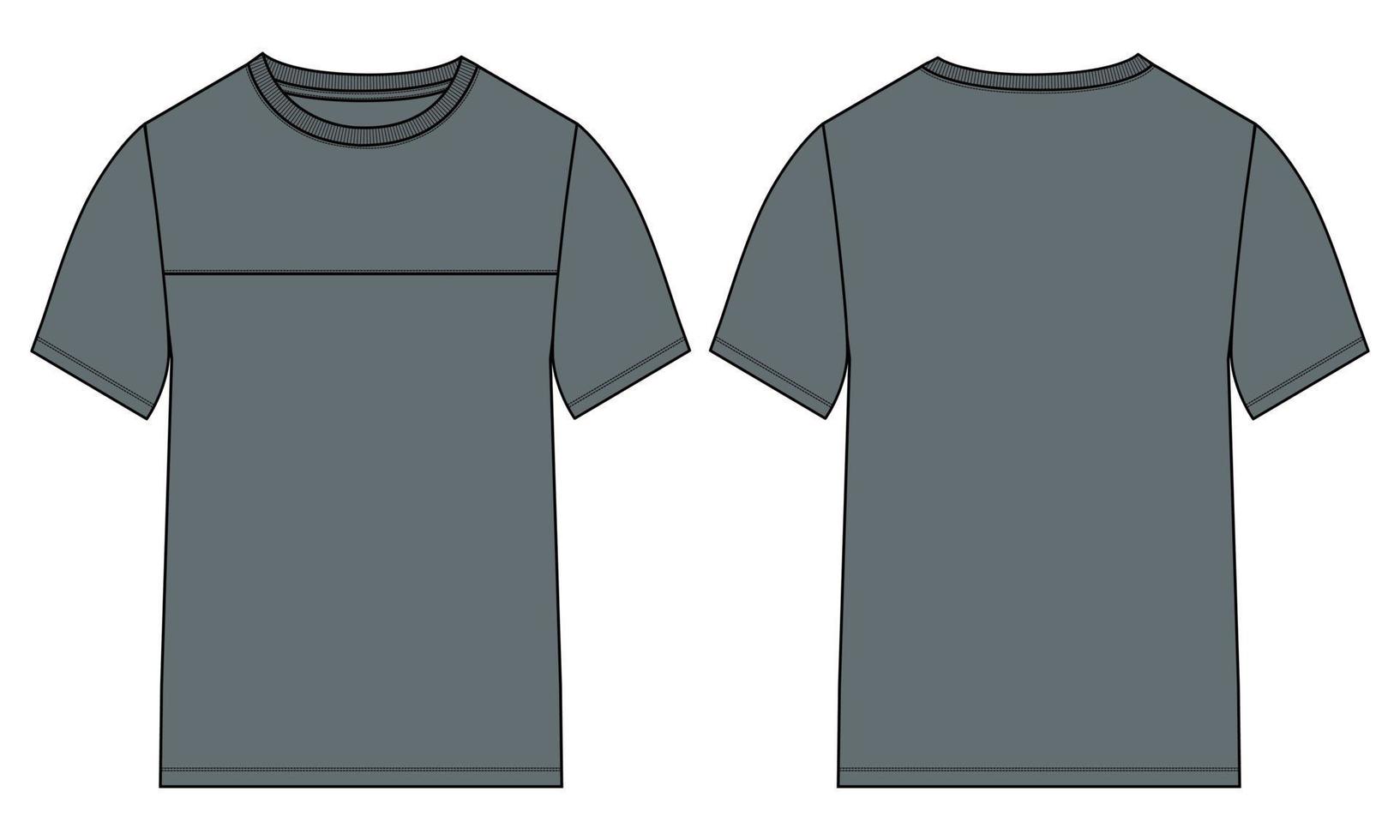 t-shirt à manches courtes mode technique croquis plat modèle d'illustration vectorielle vues avant et arrière vecteur