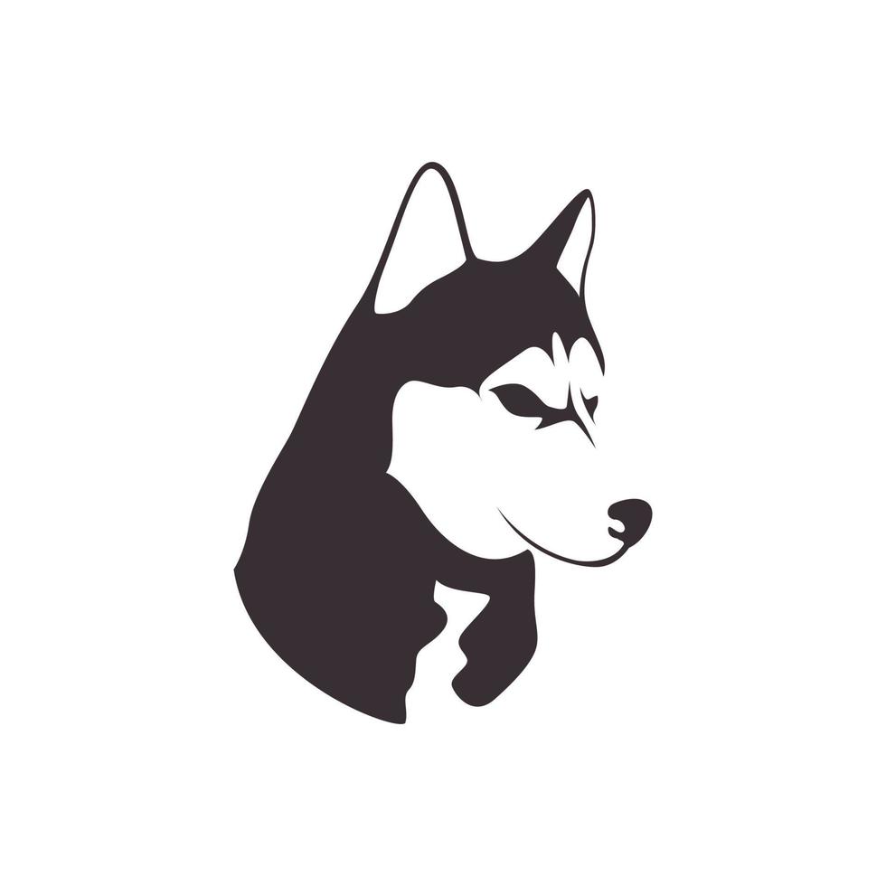 Isolement du visage de chien husky sibérien Rétro Animalerie Animal de compagnie Logo pour la marque Boutique Autocollant T-shirt Illustration vectorielle de conception vecteur