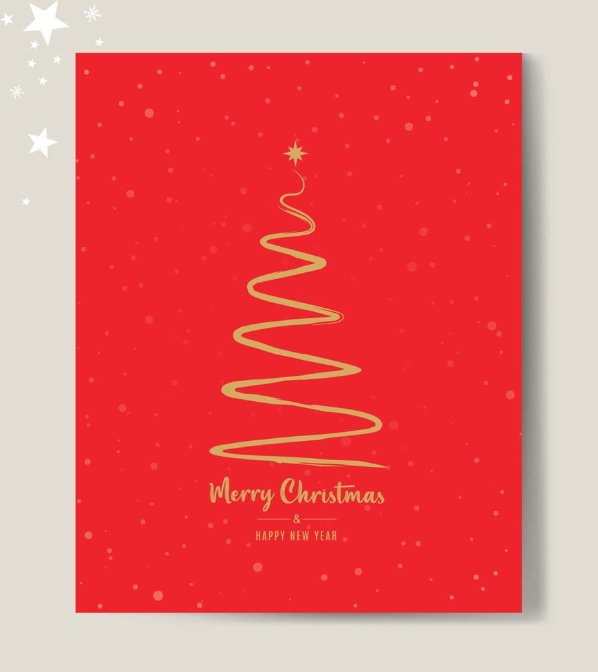 joyeux noël arbre contour texte de voeux carte or vector illustration conception arrière-plan. carte de voeux. arbre de Noël.
